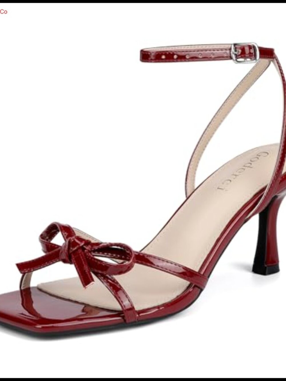 Kitten Heels with Bow Strappy Heeled Sandals Open Square Toe